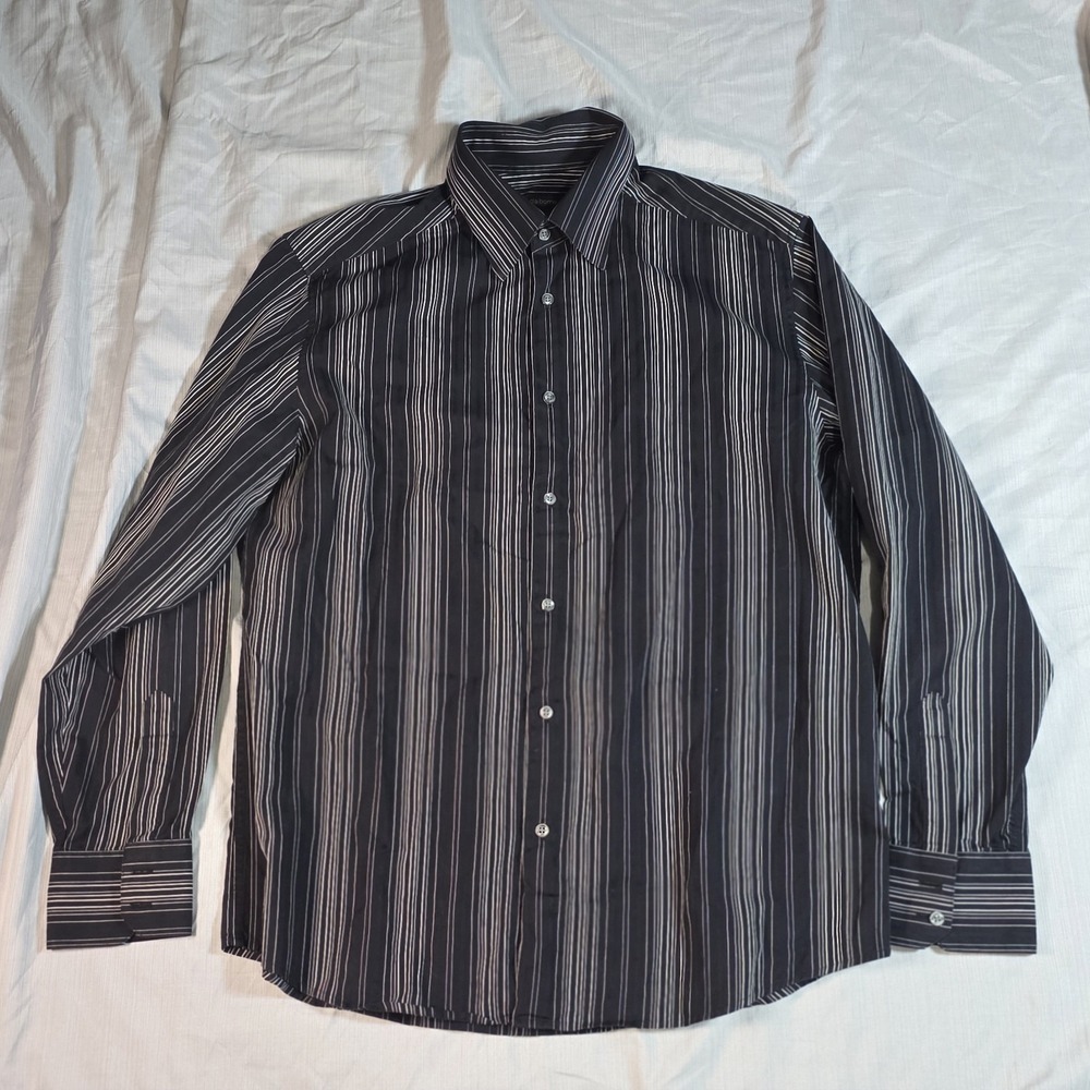 Claiborne Modern Fit Men's 100% Cotton Long Sleeve Vertical Stripe Dress Shirt - - Picture 1 of 8